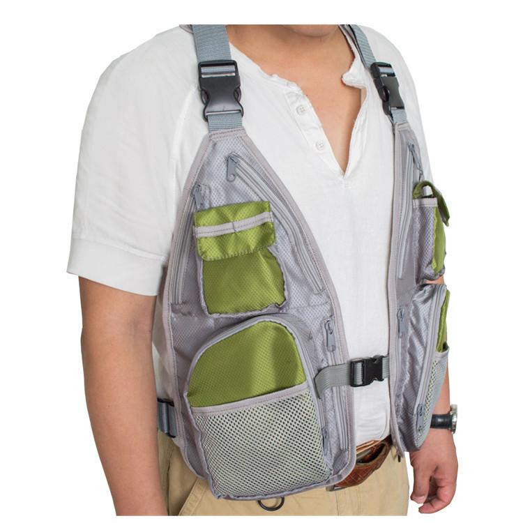 Breathable life jacket fishing vest with multi-functional pockets