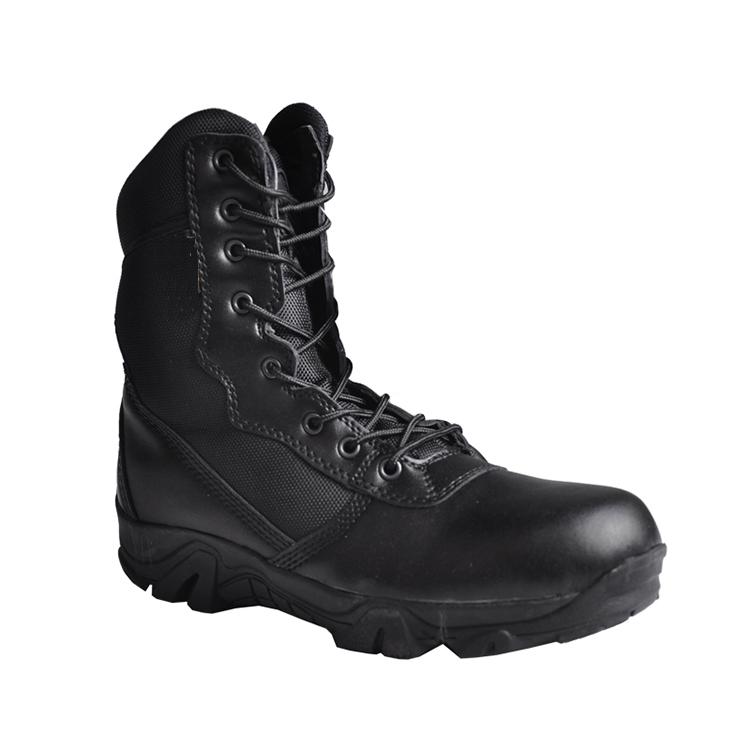 Tactical boots wth zipper, Men's black leather boots for outdoor camping wholesale work boots