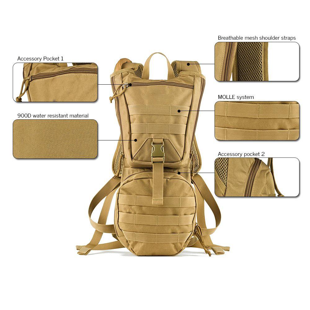 Tactical Hydration Pack Backpack With 3L Water Bladder