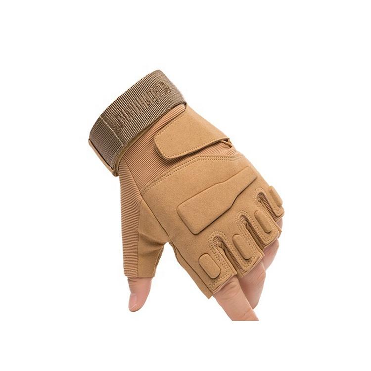Outdoor Camping Cycling Beige Half Finger Gloves Anti Slip Tactical Fingerless Gloves