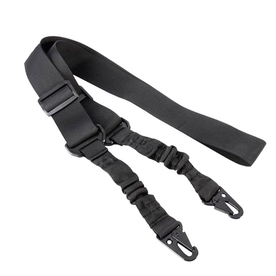 Cmart Rifle Accessory Tactical Double Point Elastic High Strength Nylon Webbing Gun Sling With Metal Buckle