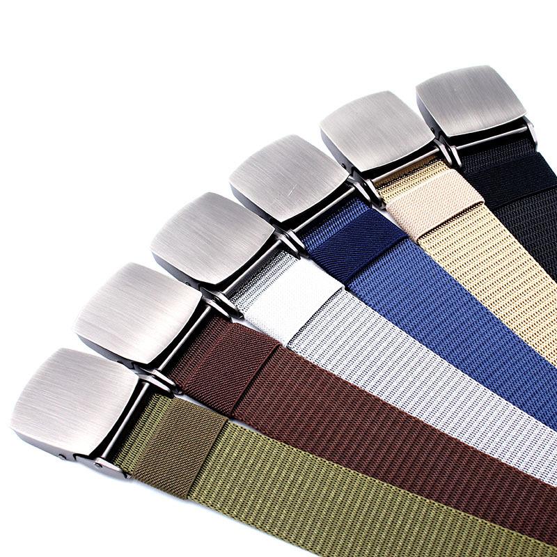 Outdoor Military Tactical Men's Alloy Metal Automatic Buckle Nylon Canvas Belts