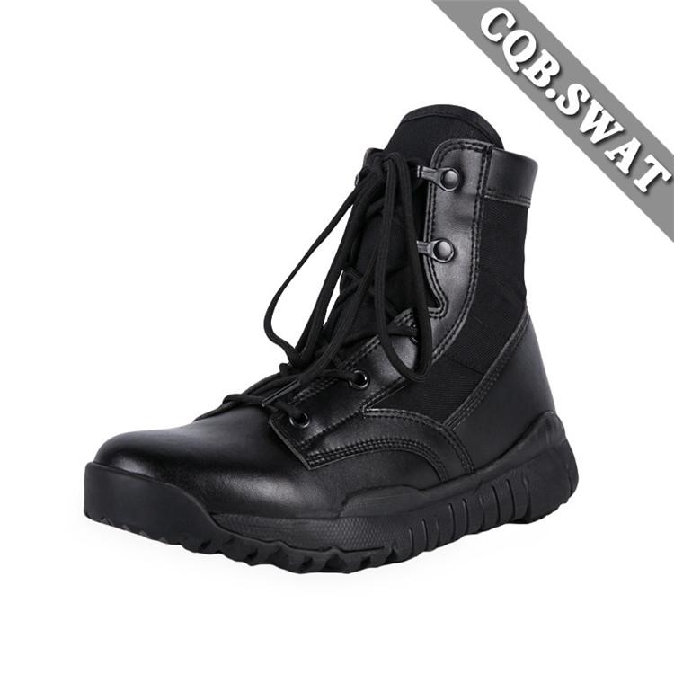 Black Color Cow Leather Comfortable Leather Military Shoes Genuine Leather Military Boots