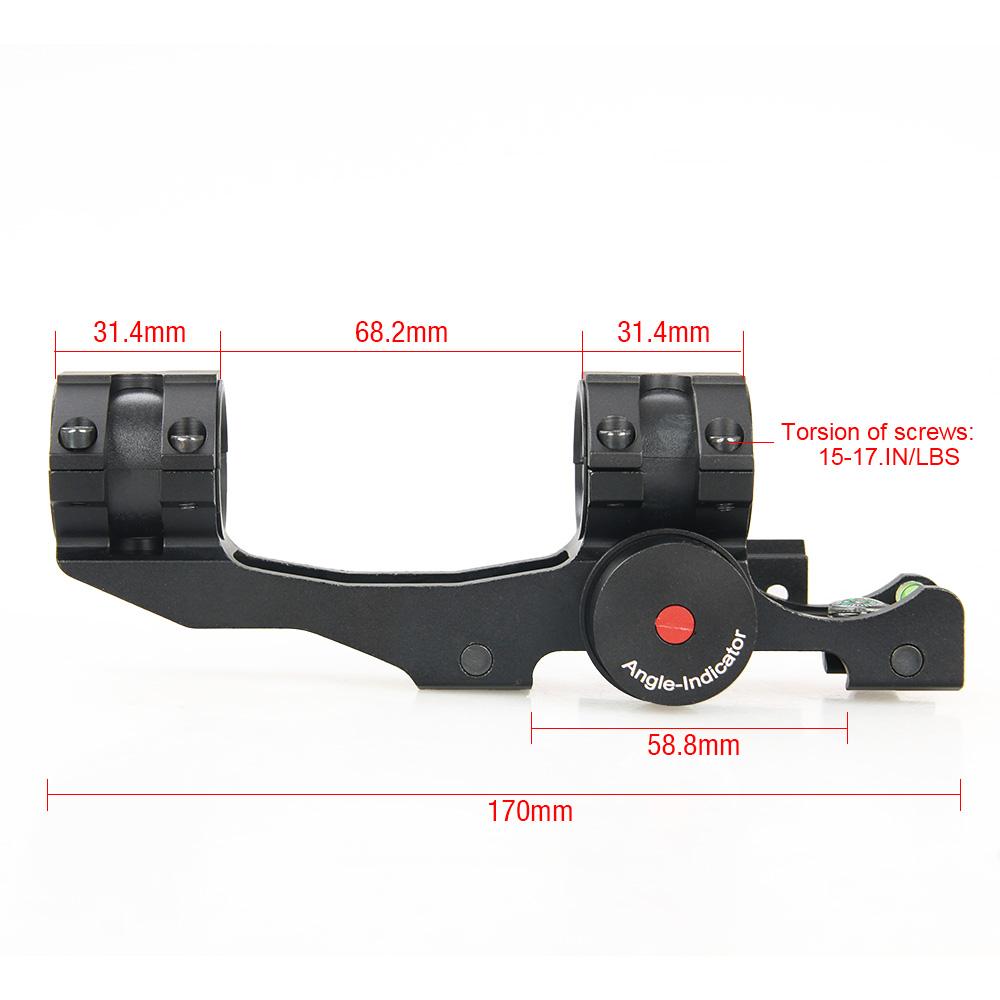 tactical scope mount HK24-0207 25/30mm One Piece Angle Indicator Bubble Level Rifle Scope Mount Rings Black